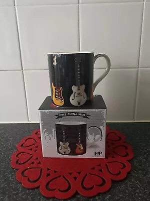 Electric Guitar Mug  Fine China Gift Boxed  Black New • £8