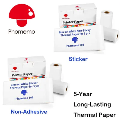 Phomemo 5-Year Long-Lasting Blue On White Labels Thermal Paper For T02 Printer • $9.99