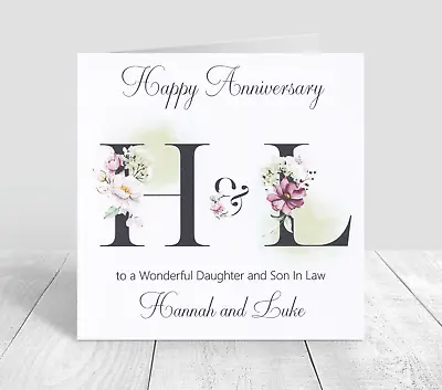 Personalised Wedding Anniversary Card Son Daughter In Law Couple Mum And Dad • £3.50