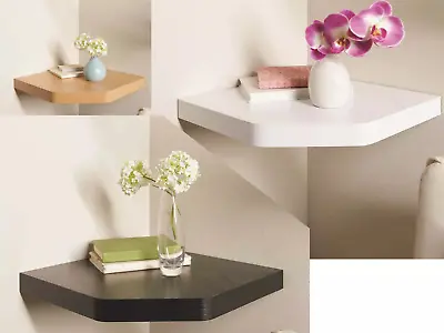 White Floating Corner Wall Shelf Display Shelves Wall Mounted Home Decor • £12.99