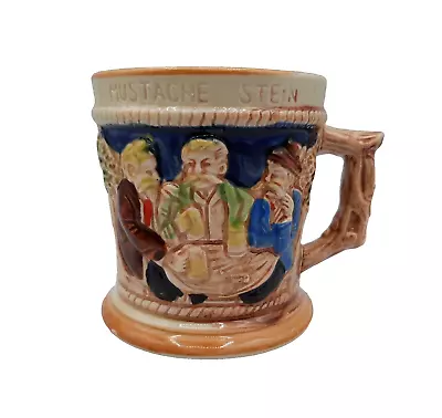 Vintage Hand Painted Mustache Cup Coffee Beer Stein Made In Japan '50s-'60s  • $15