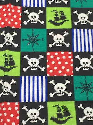£16.79 • Buy Hancock Fabrics Pirate Skull Ship Compass Blocks Directional 1 Yard Black Red