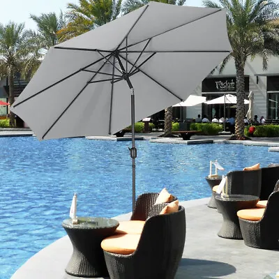 3m Large Sun Shade Parasol Garden Patio Umbrella Outdoor Beach Crank Canopy Base • £47.99