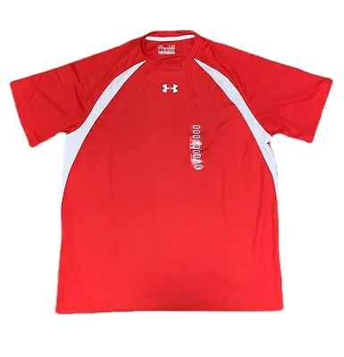 Under Armour HeatGear Men's Activewear Tops Crew Neck Shirt - Large - Red/White • $17.95