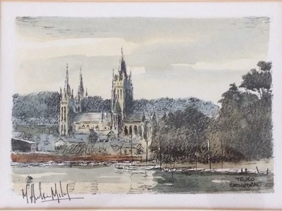 £18 • Buy Truro Cathedral Hand Coloured Print By M Andrew Miles Signed 