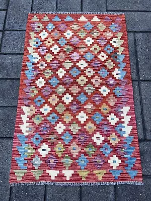 Hand Woven Afghan Wool Kilim Size: 125 X 75 Cm Flat Woven Handmade Floor Rug • $105