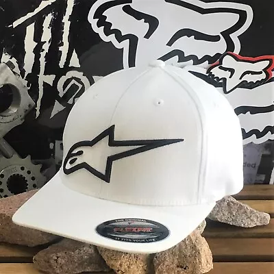 Alpinestar Ladies Cap Logoastar Flex Fit Mx Skate Curved Brim Peak White Casual • $29.95