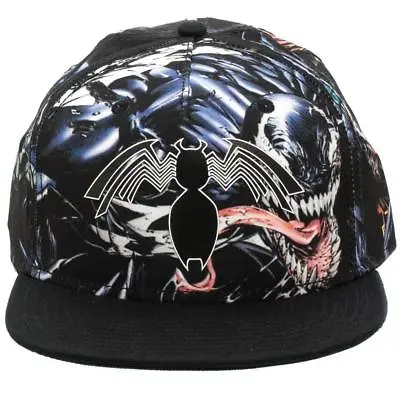Marvel Comics Venom Rubber Logo Black Sublimated All Over Print Snapback Hat Cap • $12.95