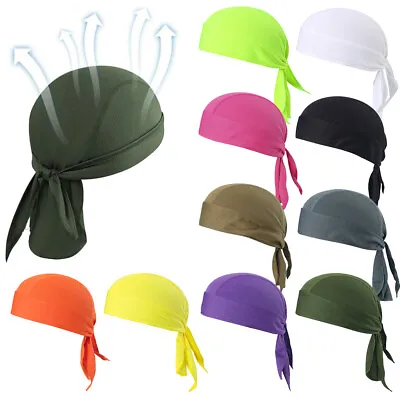 Sweat Wicking Skull Cap Pirate Bandana Outdoor Sports Helmet Liner Hat Head Wrap • $6.99