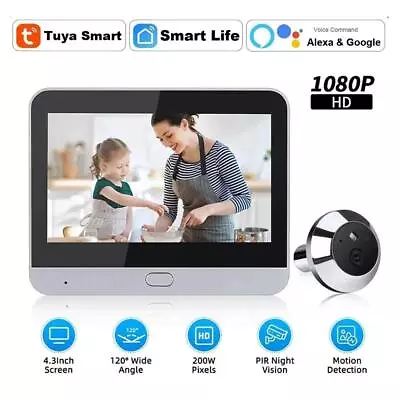 Peephole Smart WiFi Video Camera Home Security Night Vision Video Door 1080p • $93.99