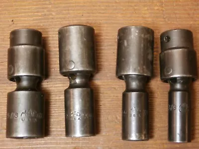 Vintage  MAC  4 Pc. 3/8  SAE 6 Pt. XUP Deep Impact Swivel Socket Set • $34.95