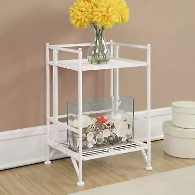 XTRA-Storage 2 Tier Folding Metal Shelf Bookcase White • $28.25