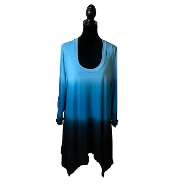 $16.87 • Buy Philosophy Women’s Sz XXL Tunic Blue Ombre Dip Dye Stretch 3/4 Sleeve Shirt Top