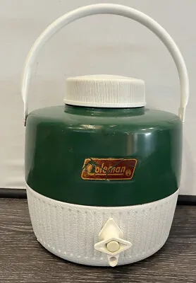 Vintage Coleman 1-Gallon Green Water Cooler Jug With Cup • $20