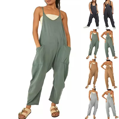 $23.82 • Buy Womens Overalls Dungarees Tops Loose Trousers Ladies Baggy Jumpsuit Playsuit AU