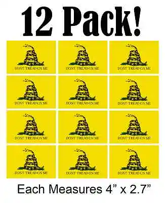 $4.99 • Buy (12 Pack!) 4  X 2.7  Gadsden Flag Sticker Don't Dont Tread On Me Decal USA  