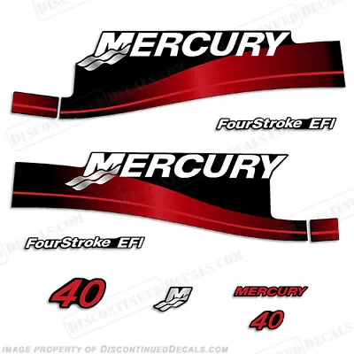 Fits Mercury 40hp 4-Stroke EFI Decal Kit 1999-2004 (Red) Outboard Motor Stickers • $84.95