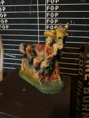 $150 • Buy Vintage Carnival Chalkware The Lady Cowboy Statue Figure 1950's Horse Western