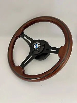Steering Wheel Fits BMW E23 E24 E28 E30 E32 E34 83-93 350mm Wood And Black Spoke • $279