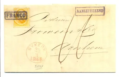 $116.53 • Buy Netherlands 1868 Reg Cover --#6 --nykerk / Arnhem -- F/vf 
