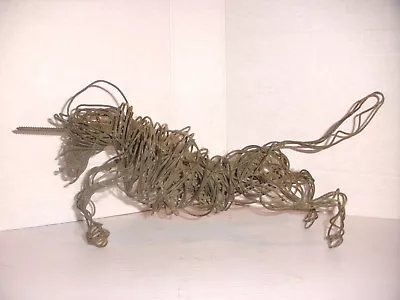 Vintage Mid Century Metal Wire Art Unicorn Sculpture Figure 14  • $59.99