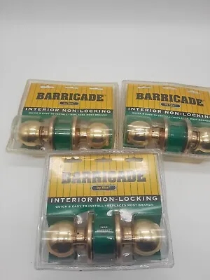 3 Barricade By Yale Interior Non-Locking Brass Finish Door Knob Sets NOS • $19.95