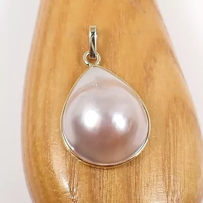 19x16 Mm Pear Teardrop Australian Mabe Pearl Pendant 375 9k 9ct Yellow Gold P97 • $201.97