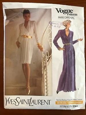 Vtg VOGUE Sewing Pattern 2364 YVES SAINT LAURENT EVENING / DRESS UNCUT Size 12 • $28.95