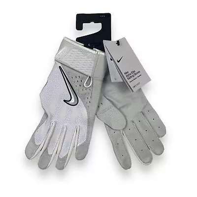 Nike Alpha Elite Batting Gloves Baseball Large White Grey Black Dri-FIT $74 • $53.49