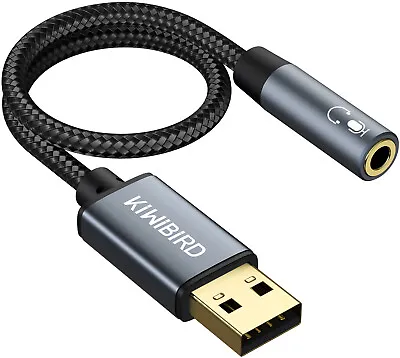 KiWiBiRD USB To 3.5mm Headphone Microphone Audio Jack Adapter TRRS 4-pole 1/8  • £6.99