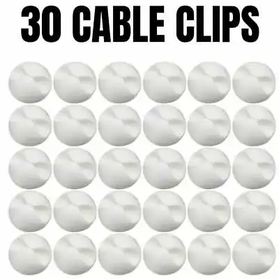6/12/20/30 Cable Clips Tidy Cord Lead Organiser USB Charger Holder Drop White Uk • £5.49