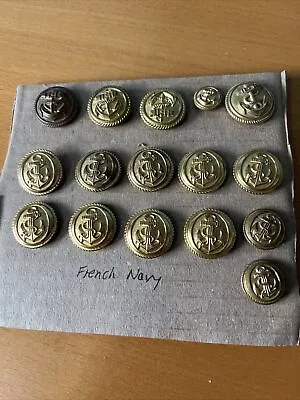 16 X Brass Buttons 2118 &14mm Uniform Canal De Vieux Anchor French Navy • £10