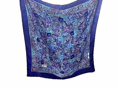 Liberty Of London Silk Scarf Blue Paisley  Approx 10”x10” Square Vintage • £10