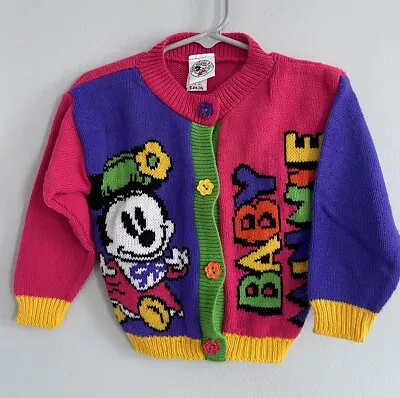 Vintage Disney & Co Colorful Baby Minnie Mouse Color Block Cardigan Sweater • $30