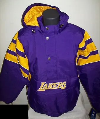 LOS ANGELES LAKERS Starter Hooded Half Zip Pullover Jacket SMALL   PURPLE • $115.99