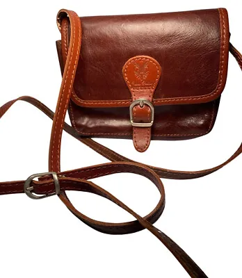 Italian Designer Vera Pelle Brown Leather Purse/Bag Over Shoulder Vintage Look • $23
