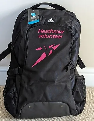 ADIDAS Black Backpack Racksack Bag Heathrow Olympics 2012 BNWT • £32