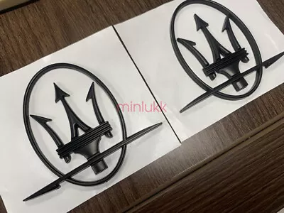 2x For Maserati Matte Black Emblem Badge Decal GHIBLI GRANTURISMO QUATTROPOR • $22.99