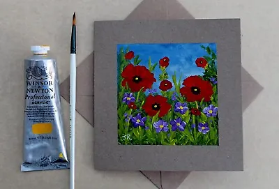 £4.50 • Buy Real Painting: Hand-painted Card  Poppies #35  W/envelope By Judith Rowe