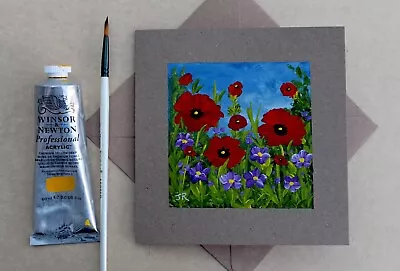 £4.50 • Buy Real Painting: Hand-painted Card  Poppies #35  W/envelope By Judith Rowe