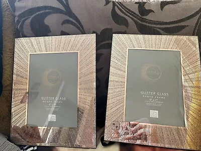 £3.20 • Buy EagleWiz Rose Gold Glitter Mirror Glass Photo/Picture Frame Sparkle RoseGold