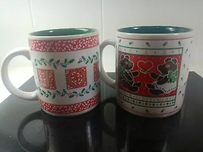 Joy And Beary Christmas Coffee Mugs Made In Korea Vintage K.I.C.  • $14