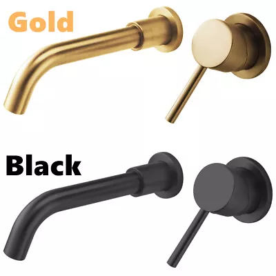 Brass Bathroom Wall Mounted Swivel Spout Sink Faucet Basin Concealed Mixer Taps • £39.99