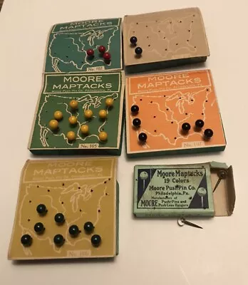 Vintage Moore Map Tacks Wood Board Push Pins • $48