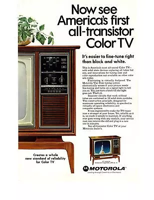 1967 Motorola First All Transistor Color TV Visi-Trak Tuning System Print Ad • $9.95