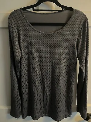 Orla Kiely Heattech Long Sleeve T-shirt By Uniqlo - Size 10 Would For 12 - Grey • £12.50