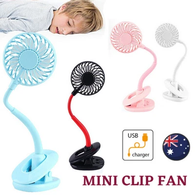 $15.99 • Buy Portable 360° Mini Fan Travel USB Rechargeable Clip On Desk Pram Car Cooling Fan