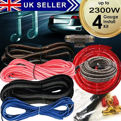 4 Guage Car Power Amplifier Wiring Kit Audio Subwoofer AMP RCA Power Cable 2300W • £17.99