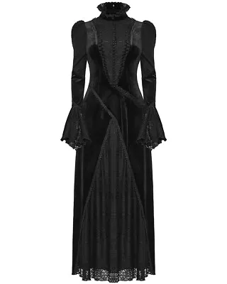 Punk Rave Womens Victorian Gothic Velvet & Lace Mourning Dress • $111.89