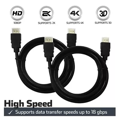 HDMI CABLE 2 PACK 4K HIGH SPEED With ETHERNET 3/6/10/15ft For HD LAPTOP LOT BULK • $139.99